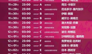 世界杯时间表2022 世界杯2022几号开幕式